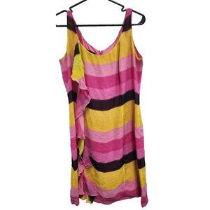 INC International Concepts Womens Shift Dress Sz 14 Pink Silk Ruffle Sleeveless